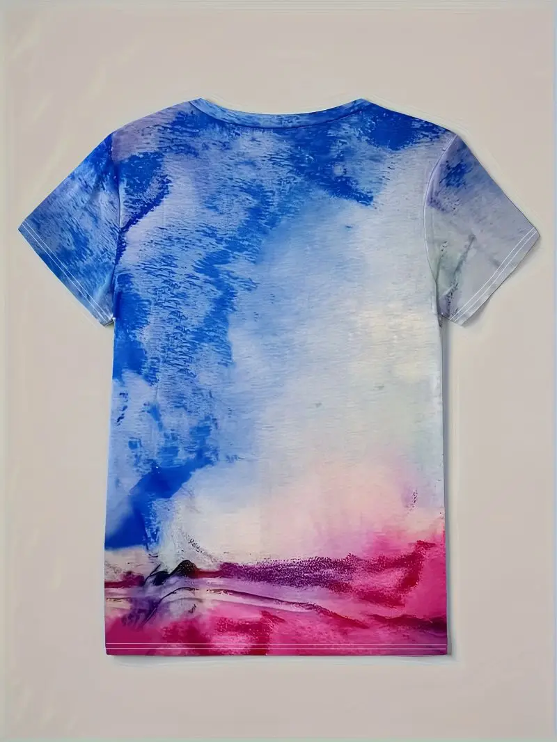 ชุดเสื้อยืดพิมพ์ลายหัวใจและกางเกงขาสั้นผ้ายีนส์สำหรับผู้หญิงฤดูร้อนใหม่ มีสไตล์ หลวม สบาย และลำลอง