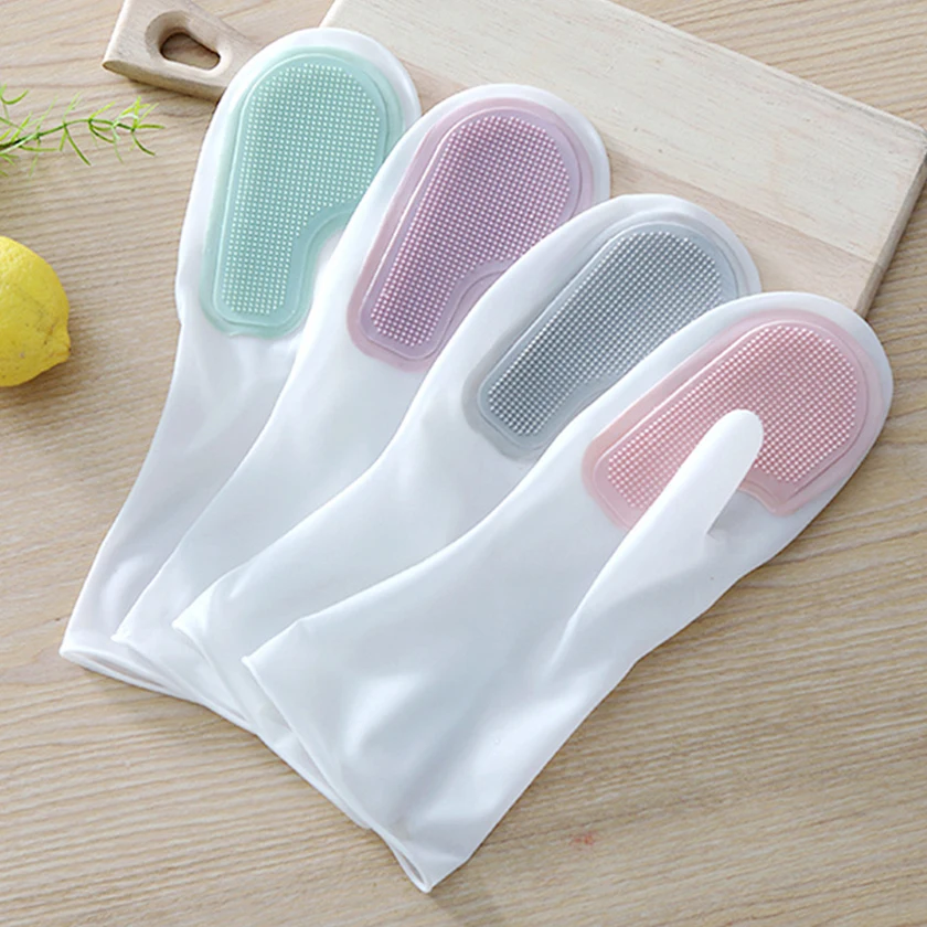 [Twin Spa] All-round Silicone Scrubby Rubber Gloves Single-to-Hand Two-Piered Set (P0000TAY)