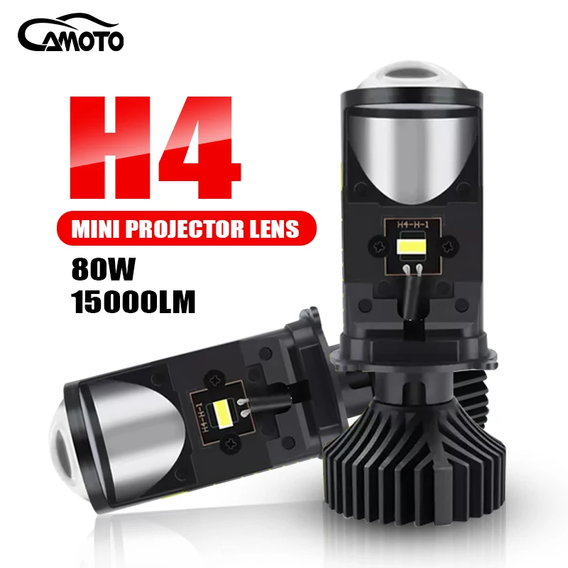 CAMOTO 80W 15000LM Auto Lamp Mini Lens LED H4 Bulbs Headlight Car Motorcycle Dual Projector Len LED Automotive Moto 12V 24V