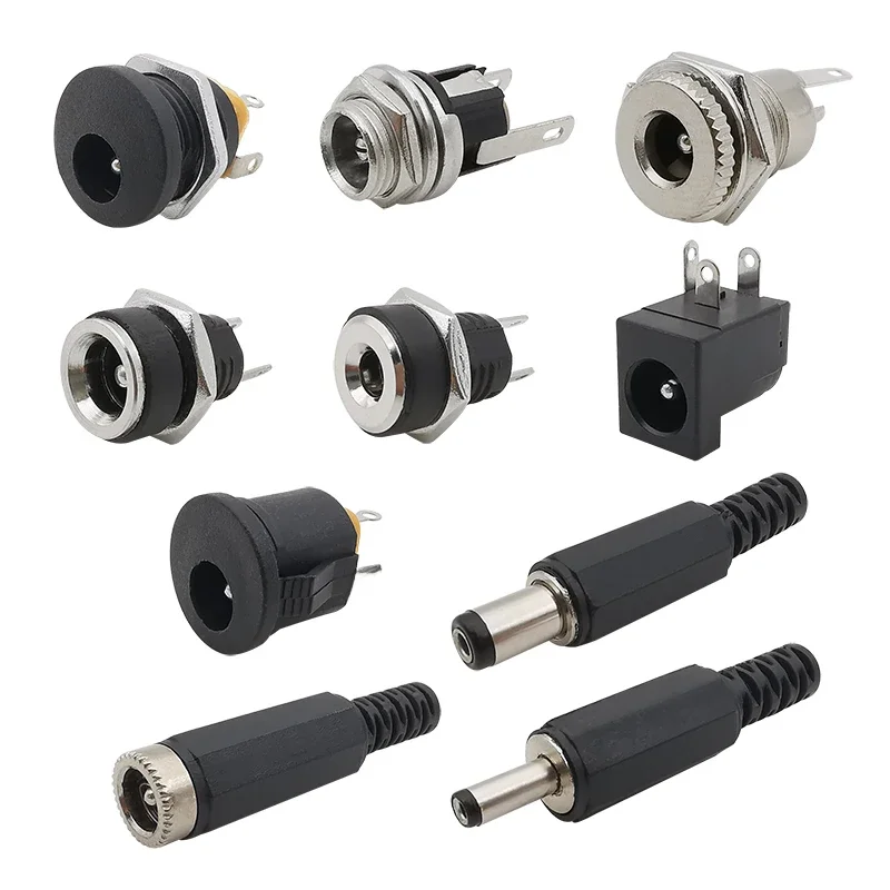 10 pièces connecteurs cc 5.5x2.1mm 3.5x1.3mm prise d'alimentation cc mâle femelle prise Jack écrou montage sur panneau connecteur adaptateur d'alimentation cc 5.5*2.1