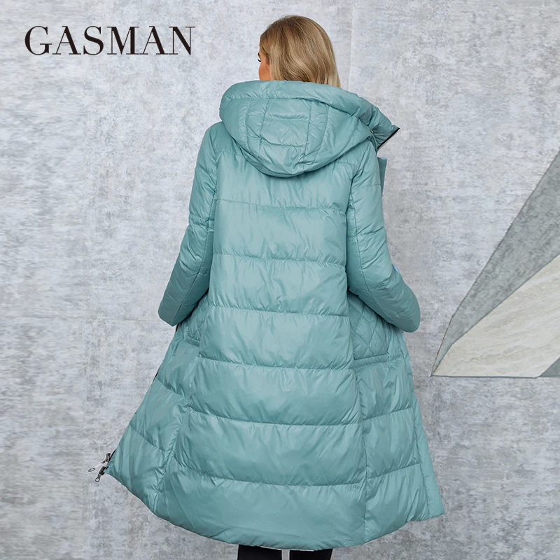 GASMAN Winter Coats Women Multicolor Classic Design Long Hooded Thickened Warm Down Jacket Casual Pocket Ladies Parka LD-21733