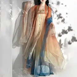 Chinese Hanfu Dress Women Chinese Traditional Embroidery Hanfu Female Carnival Fairy Cosplay Costume Hanfu Gradient Tang Suits