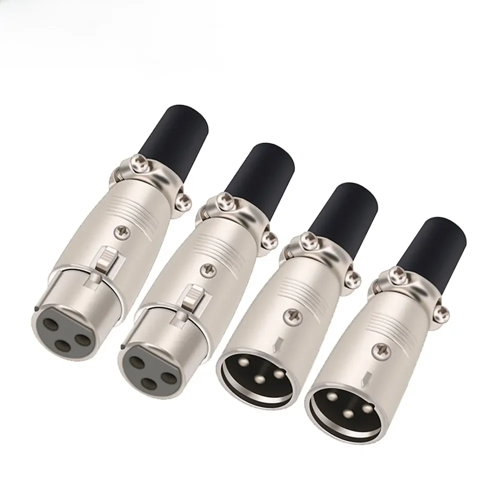 Connecteurs de câble Audio pour Microphone XLR mâle et femelle, 3 broches, 1 pièce/lot, bornes de prise de câble à canon métallique