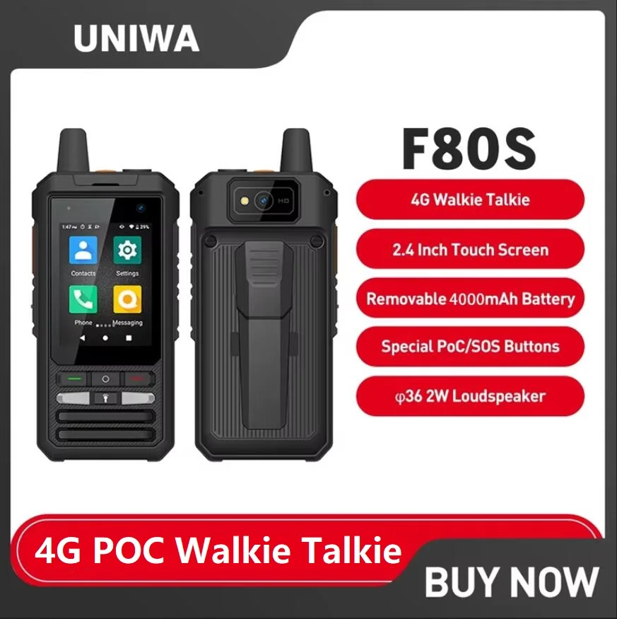 UNIWA-Smartphone Walkie Talkie de Longo Alcance, Telefone Android 10, Smartphone 4G, IP54 Telefone Robusto, 1GB, 8GB, 2.4 ", 4000mAh, POC, SOS