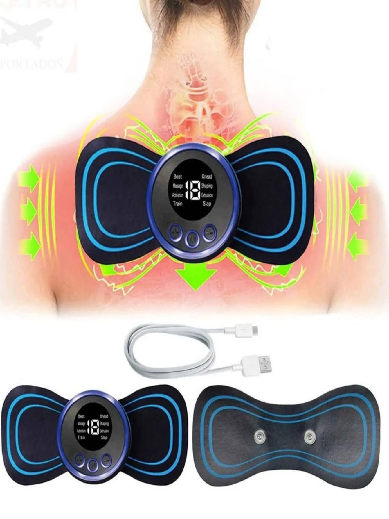 Kit Massageador Elétrico, Massageador Cervical, Alivia Dores No Corpo