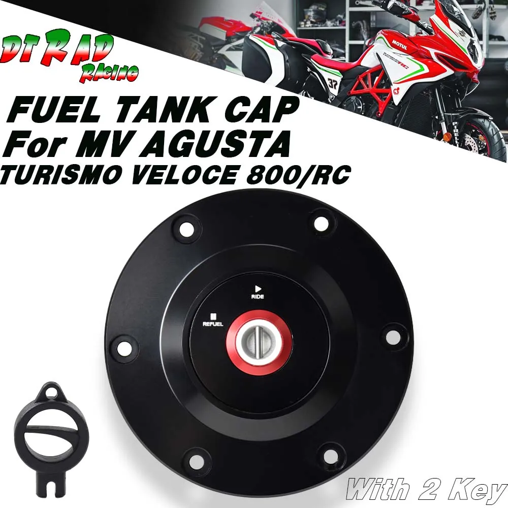 Motorcycle CNC Fuel Tank Air Vent Key Lock Cap Gasoline Plug Cover For MV AGUSTA TURISMO VELOCE 800 2014-2023 800 RC 2017-2023