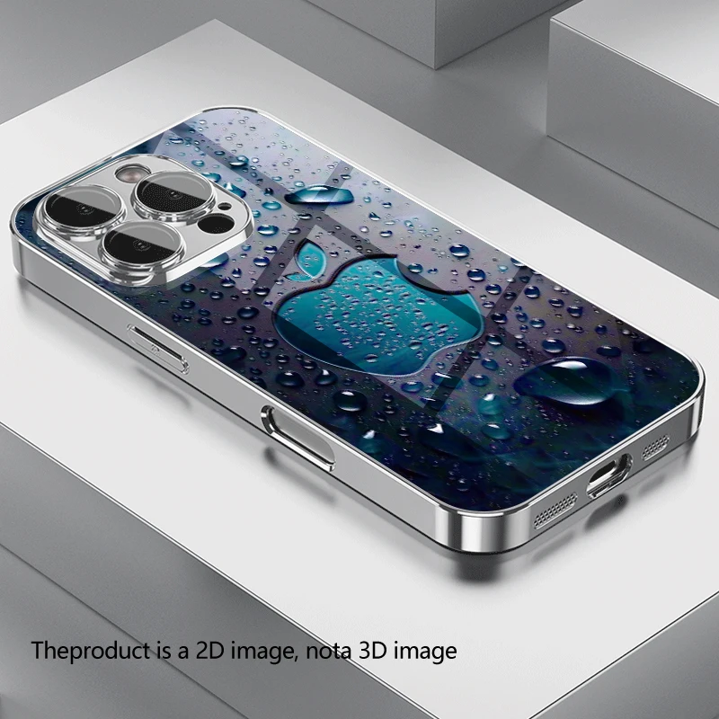 PROTECT, protection en verre trempé de luxe, forme de larme noire sur fond rouge, pour iPhone 17/16e/16/15/14/13/12/Max/11/Pro/Plus
