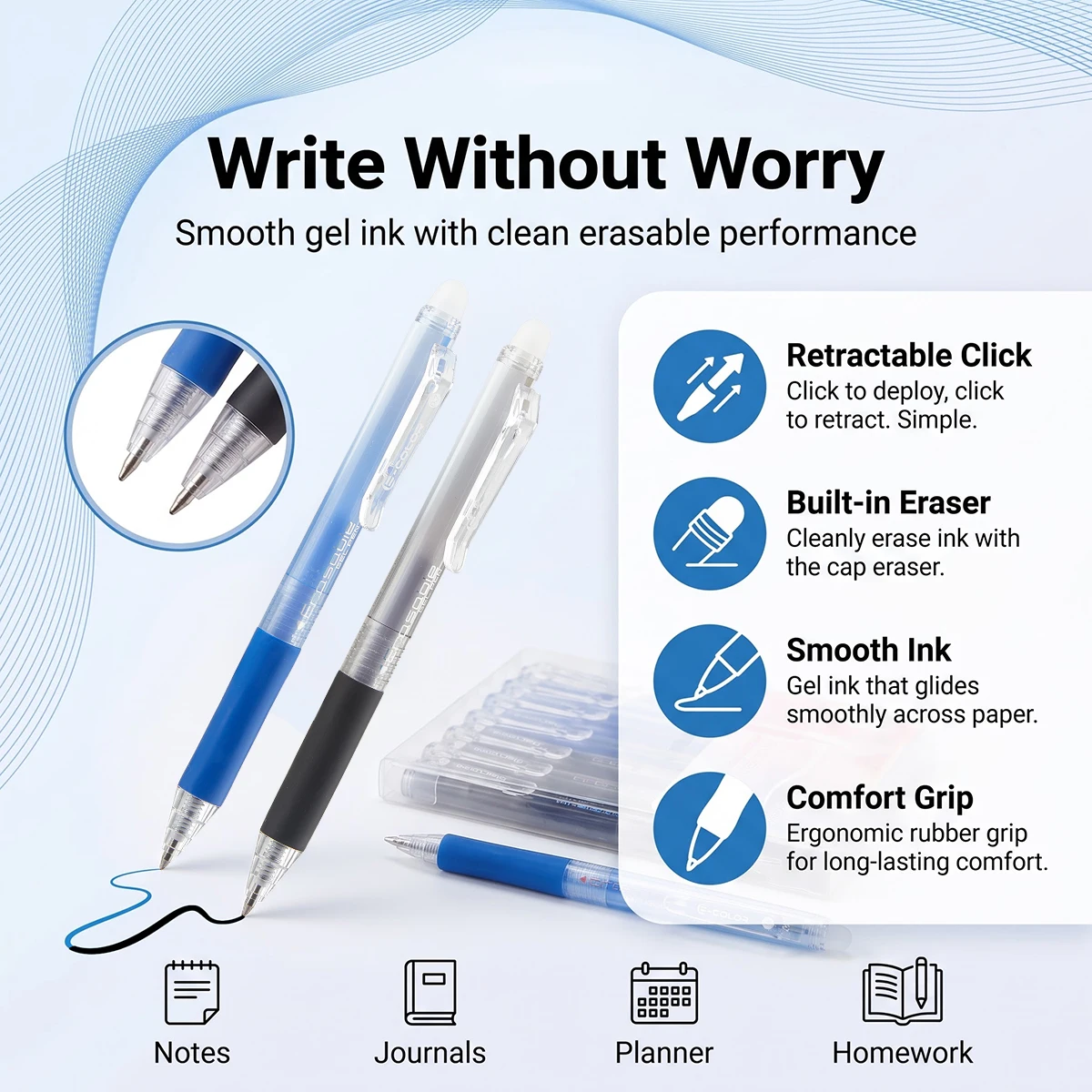 12Pcs Retractable Erasable Gel - огляд і ціна Retractable Eraser Pen Click