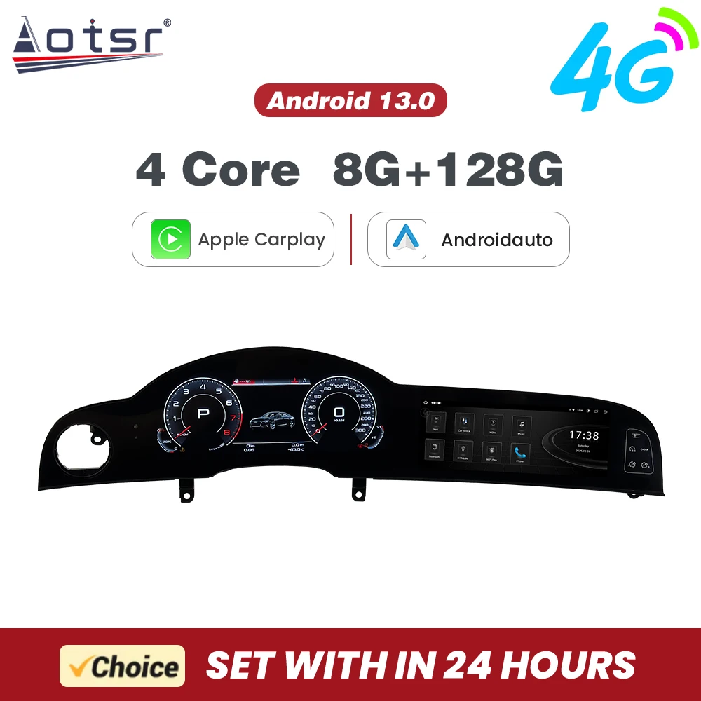 Dual Screen Headset for Audi A6, 2005-2009, 2009-2012, GPS Navigation Wireless Carplay Car Radio Digital Integrated Instrument