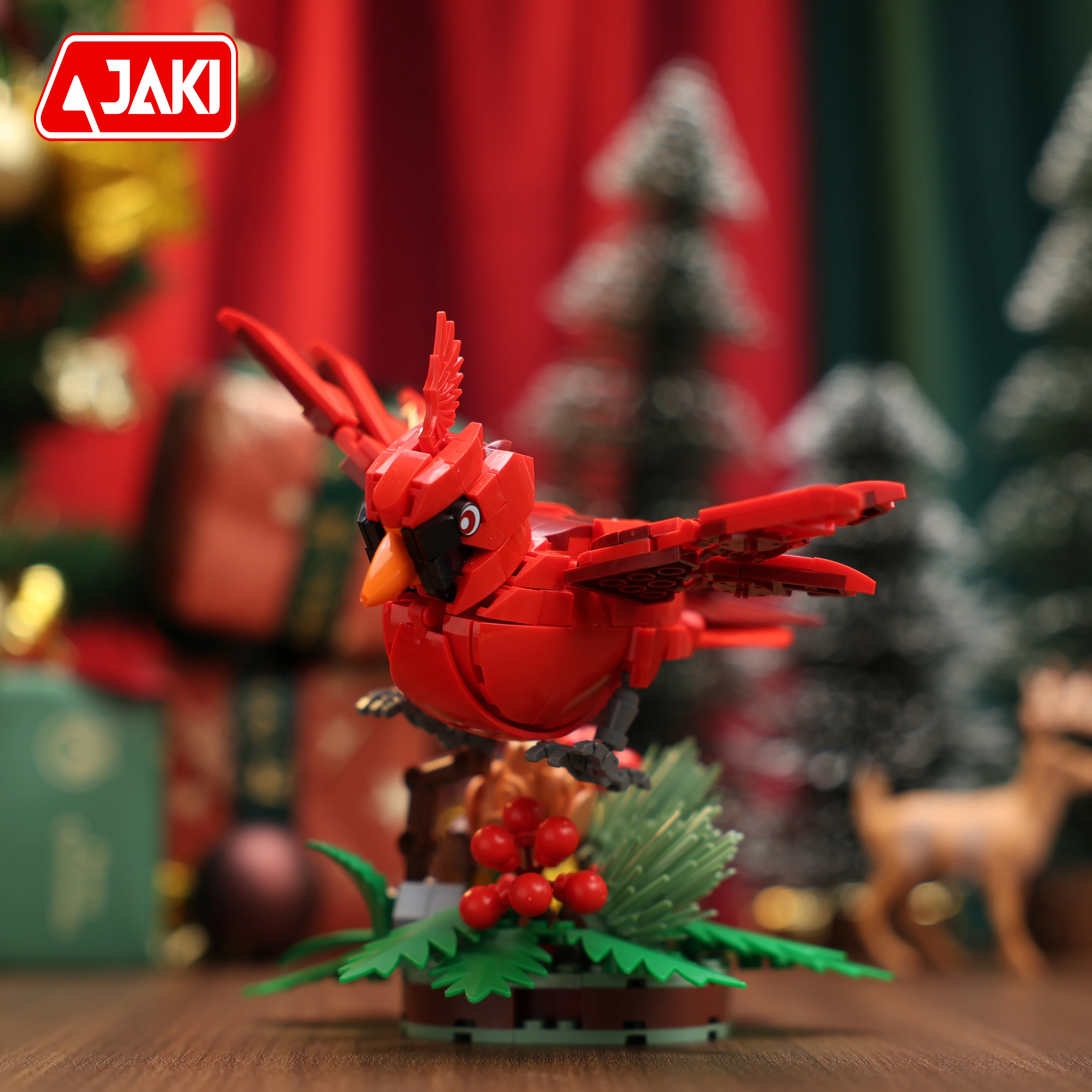 

Набор строительных блоков Northern Cardinal Fly Northern Cardinal в зимней ягорее, фигурка птицы, буш для домашнего офиса, Рождественский подарок
