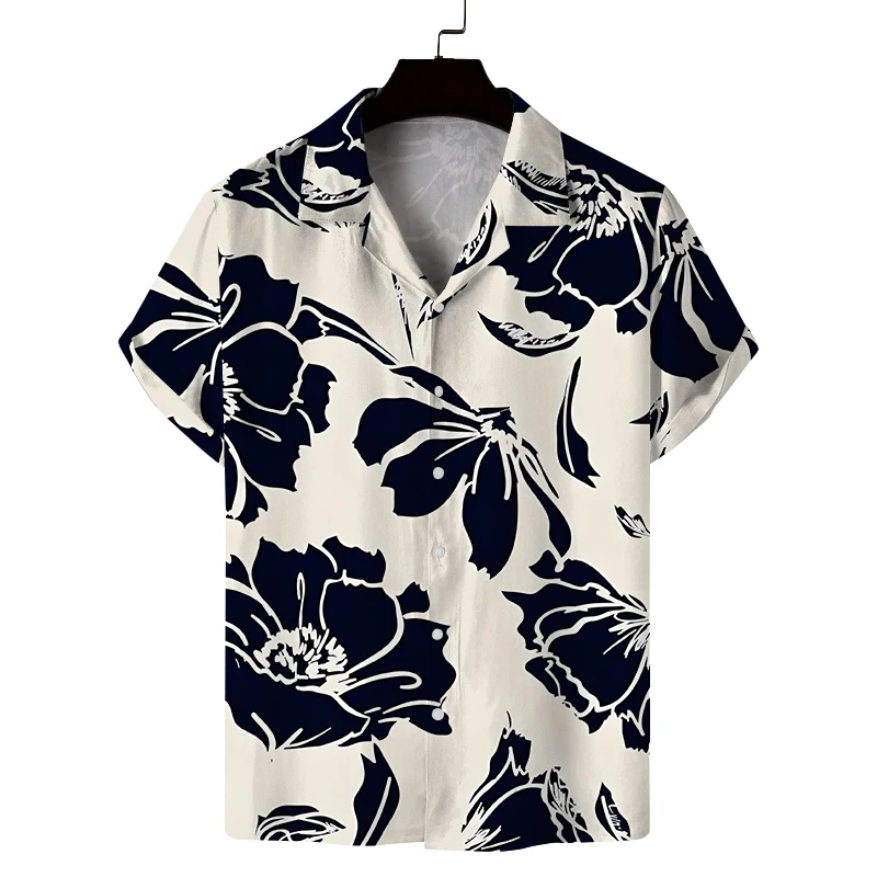 

Men's summer Cuban collar short-sleeved shirt personalized floral print men's shirt comfortable and breathable