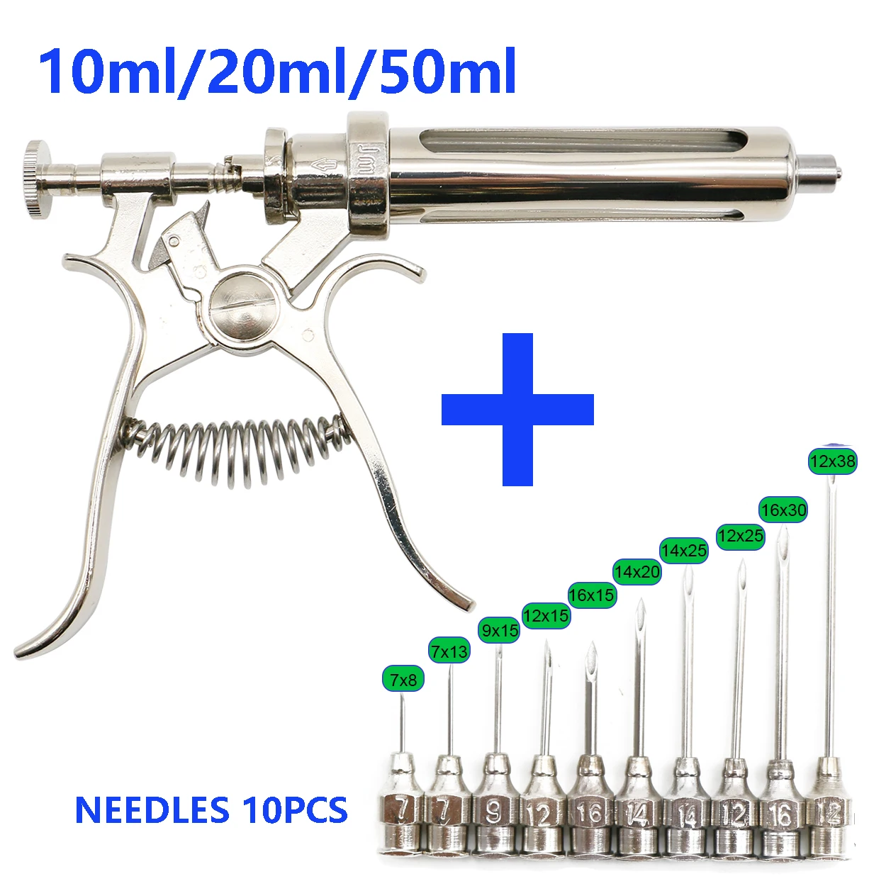 Veterinary Animal Continuos Injection Syringe Revolver 10/20/50ml Stainless Steel Automatic Vaccination Gun for Cow Pig Shee