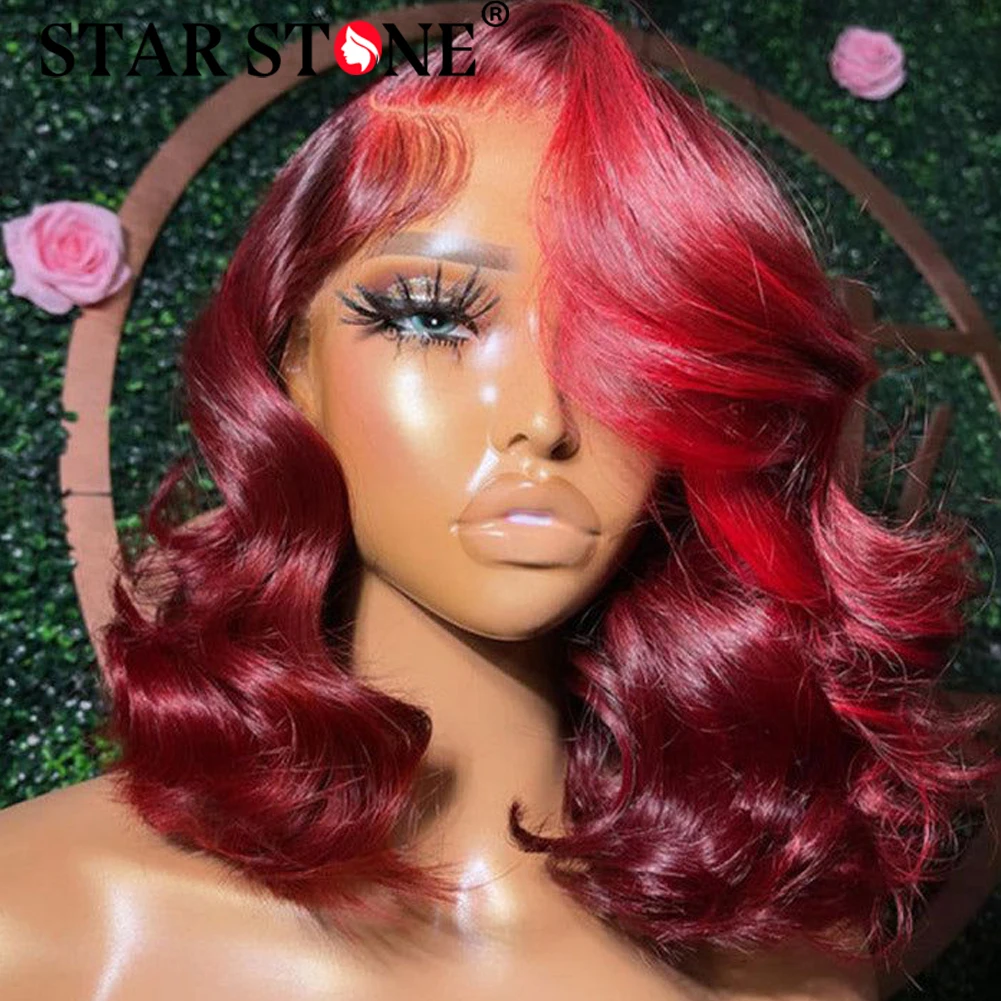 Red 99j Color Body Wave Glueless Wigs Human Hair Ready To Wear Preplucked 6X4 HD Lace Closure Wig Short Bob Brazilian Curly Wigs