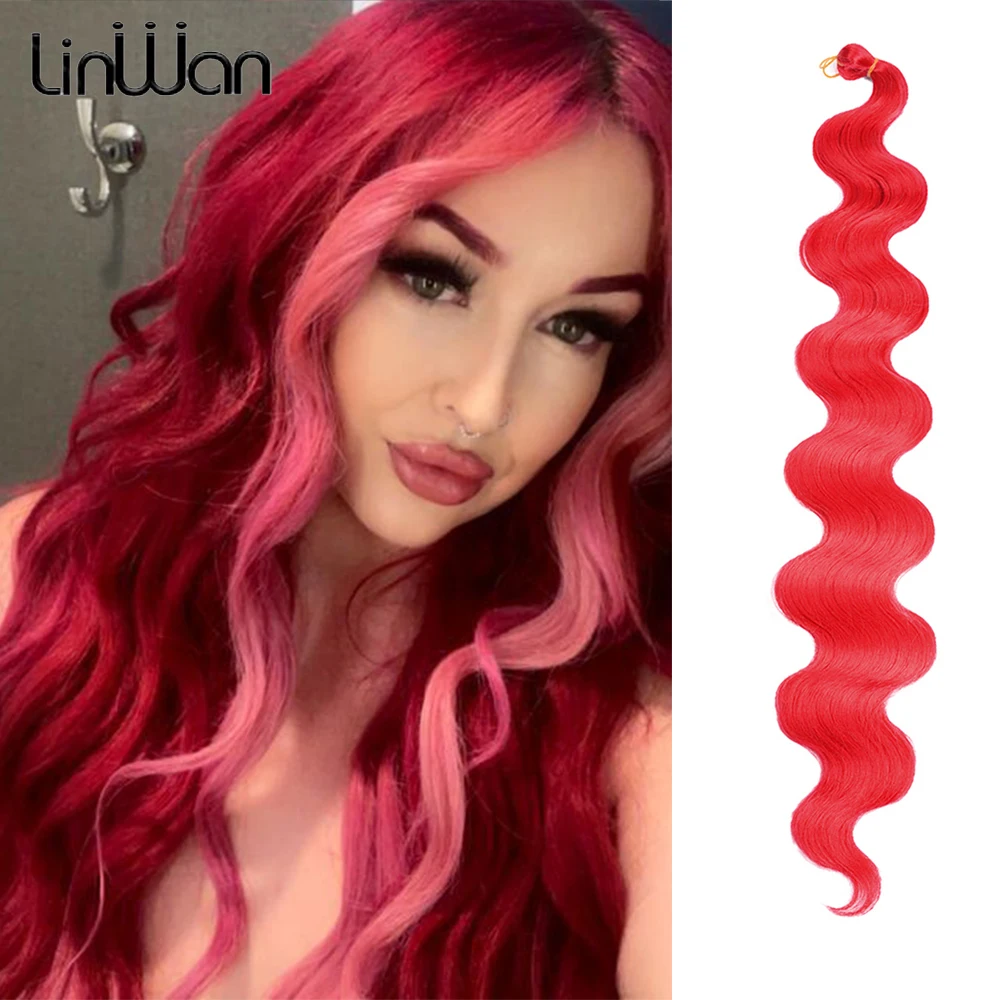 24Inch Soft Body Wave Crochet Hair Synthetic Wavy Braids Hair Ombre Orange Hair Extensions Water Wave Braid For Women