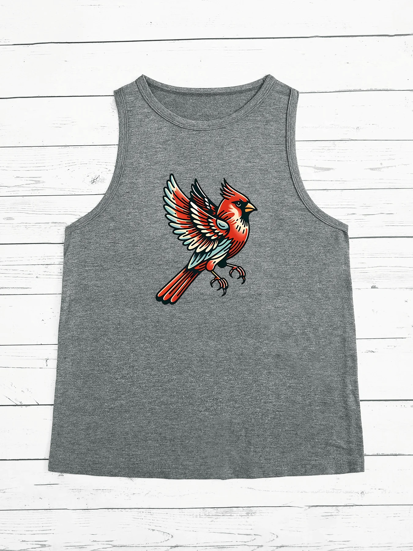 Northern Red Cardinal Perch On A Branch Cardinal Bird Fashion Funny Sports Women's Tank Top Loose O Neck Sleeveless Casual Tank