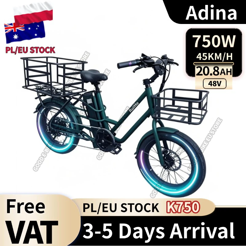 Adina K750 20X3,0 Fat Tire Cargo 750W 48V 20AH Elektrofahrrad 20 Zoll elektrisches Fat Cargo Bike Neues Design Fat Tire Elektrofahrrad
