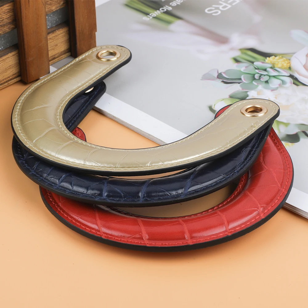 PU Leather Semi-Circular Bag Handle Wallet Handbag Handle Pure Color Hand Bag Replacement Accessories For Women Clutch Bag