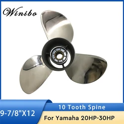 Propeller with Stainless Steel for Yamaha Outboard Engine 20hp 25hp f25hp 30hp, 9-7/8×12-F , 664-45954-00-EL