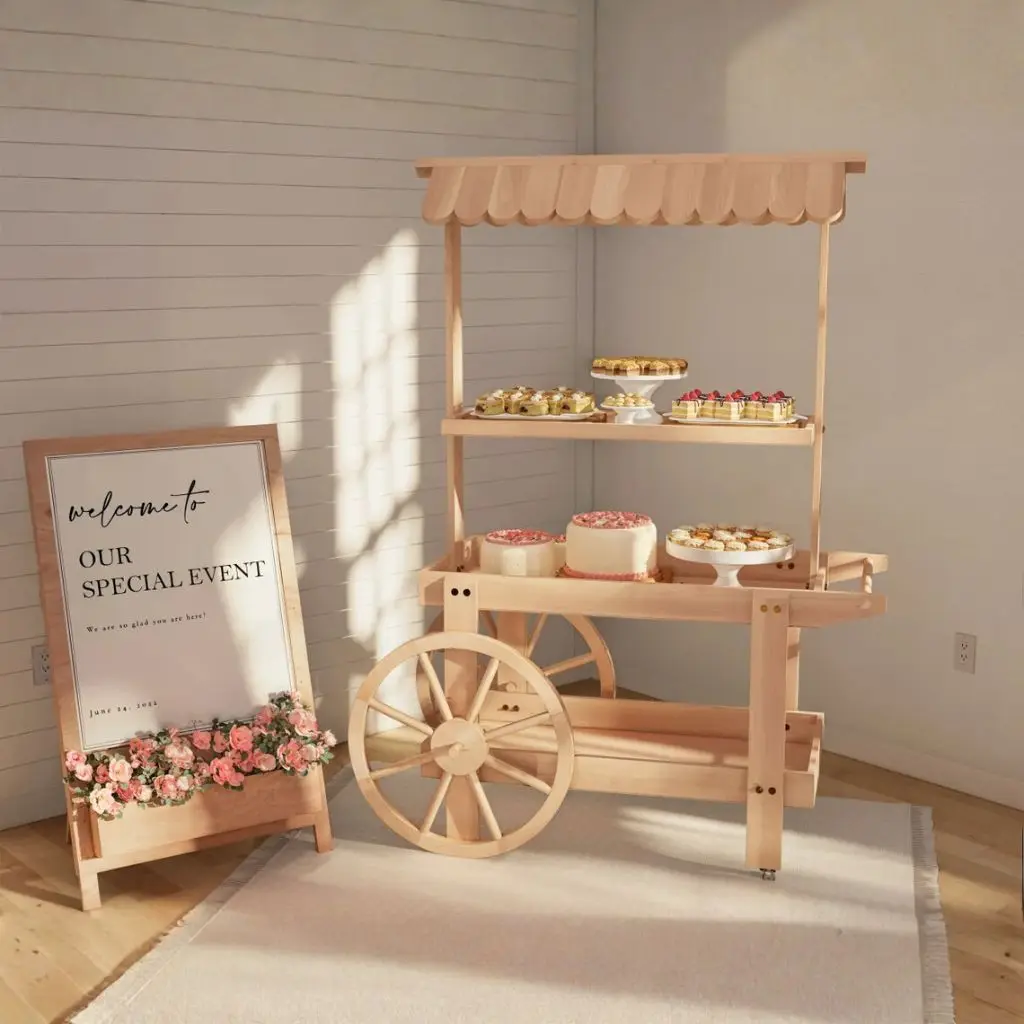 Soporte para limonada DIY y carrito plegable para eventos (solo planes impresos) | Bar de bodas, carrito de regalo para fiestas, planes de construcción de estaciones de bebidas