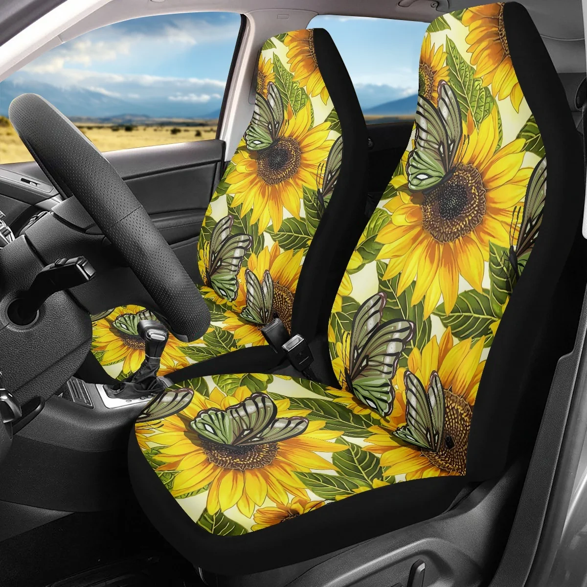 

Anti-Slip Vehicle Seat Cushion Seat Cover Sunflower Butterflies Design Comfortable Trunk Seat Protect Universal Seats Protector