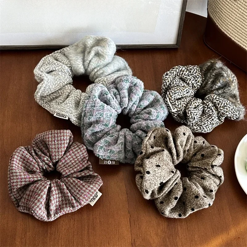 IWinter Chunky Fabric High-end Version Large Splicing Style Hair Circle For Elegant Female Senior Elastyczna gumka do włosów — zdjęcie 2
