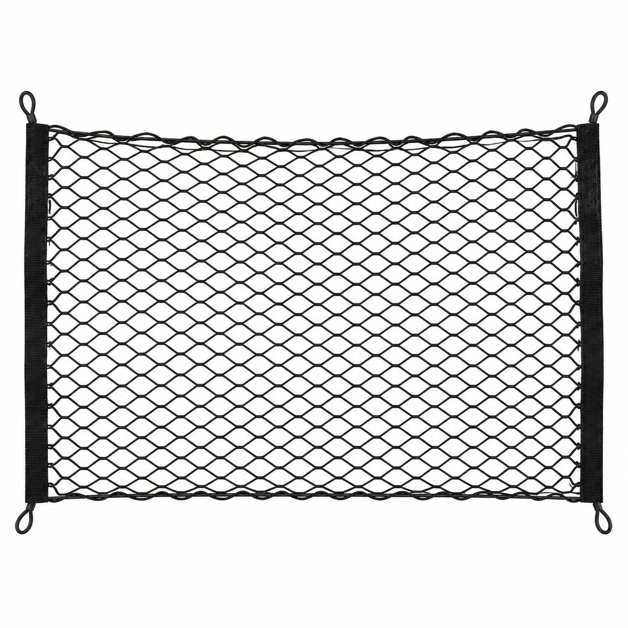 Podwójna Siatka Bagażowa do Samochodu 100 × 37 cm, Elastyczny Organizer do Bagażnika z 4 Uchwytami, Siatka na Bagaż i Akcesoria