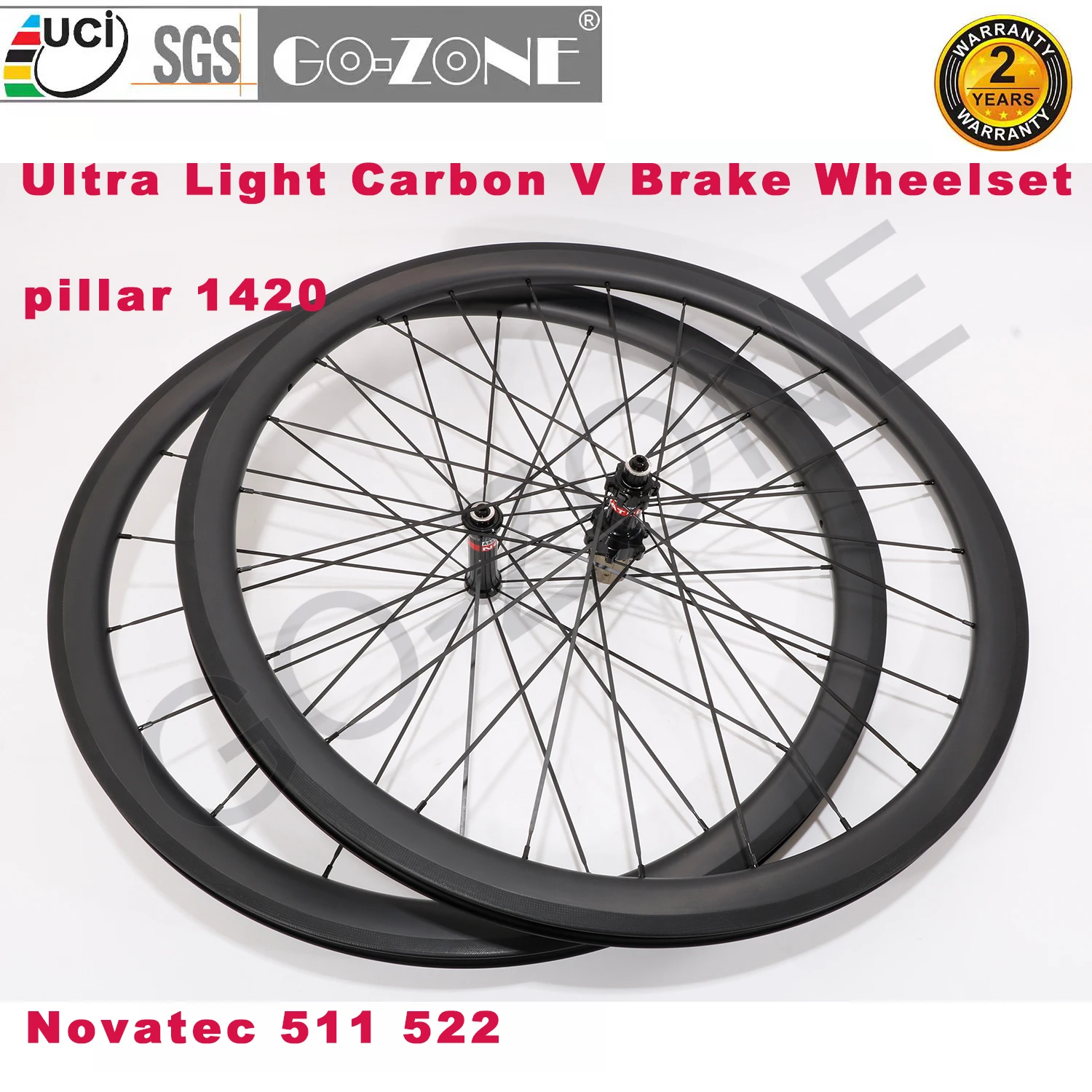 Ultralight 700c Carbon Wheelset Clincher Tubeless Rim Brake Novatec511 522 Pillar 1420 Front 100mm/Rear 130mm Carbon Road Wheels