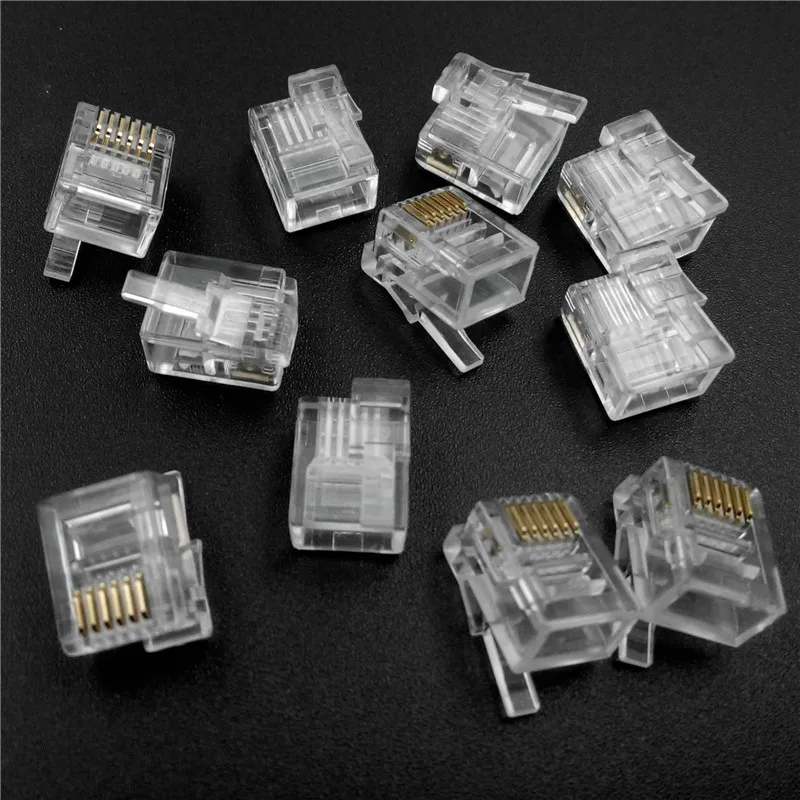 10-100 Stuks Technische Moc Onderdelen RJ12 6-Core Clear Crystal Head 6P6C Rechts Gesp Positie EV3 Data lijn Kristal Connector Kabel