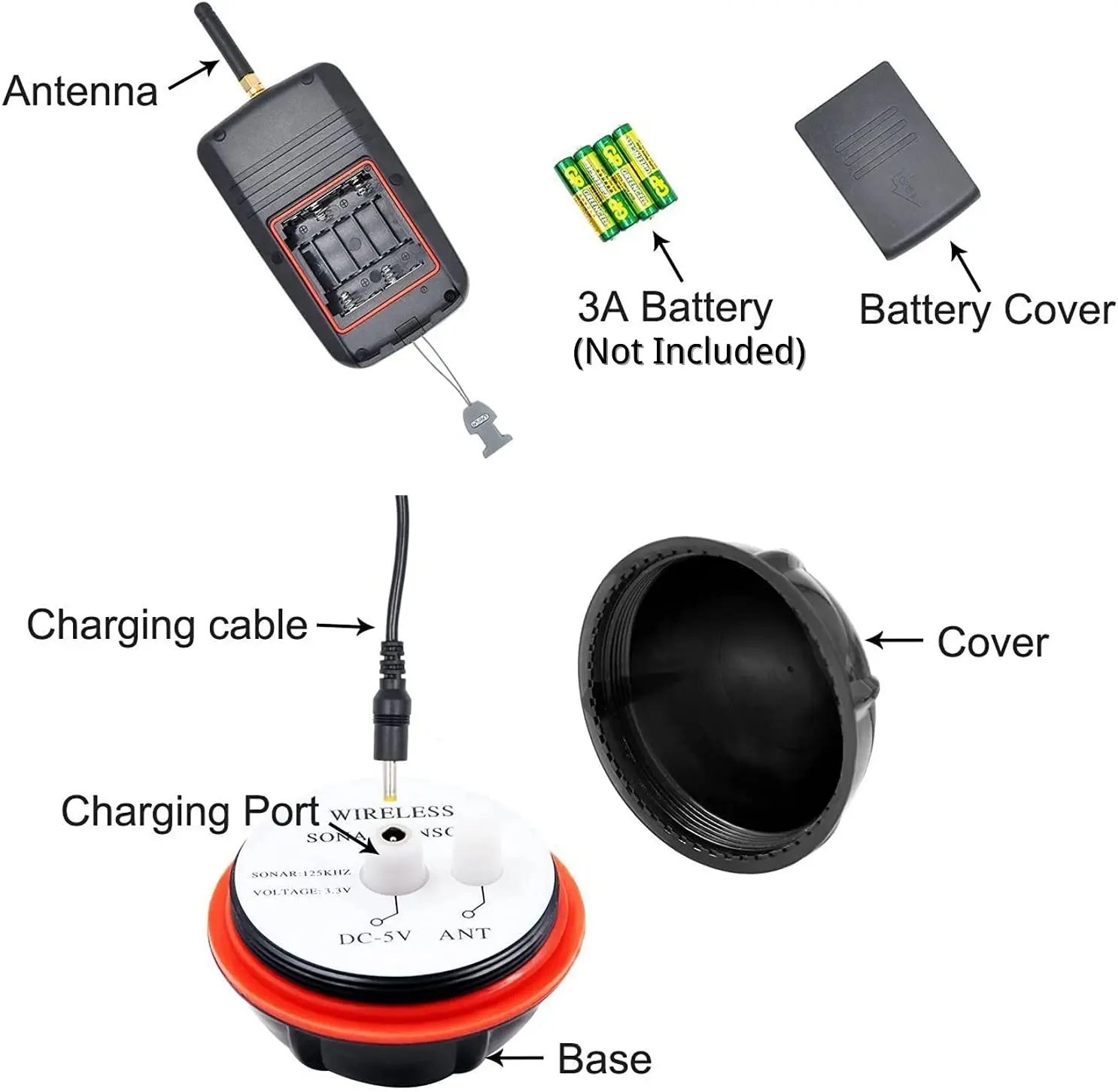 Ecoscandaglio portatile Wireless 45M/135FT Sonar allarme ecoscandaglio Ocean River Lake ecoscandaglio