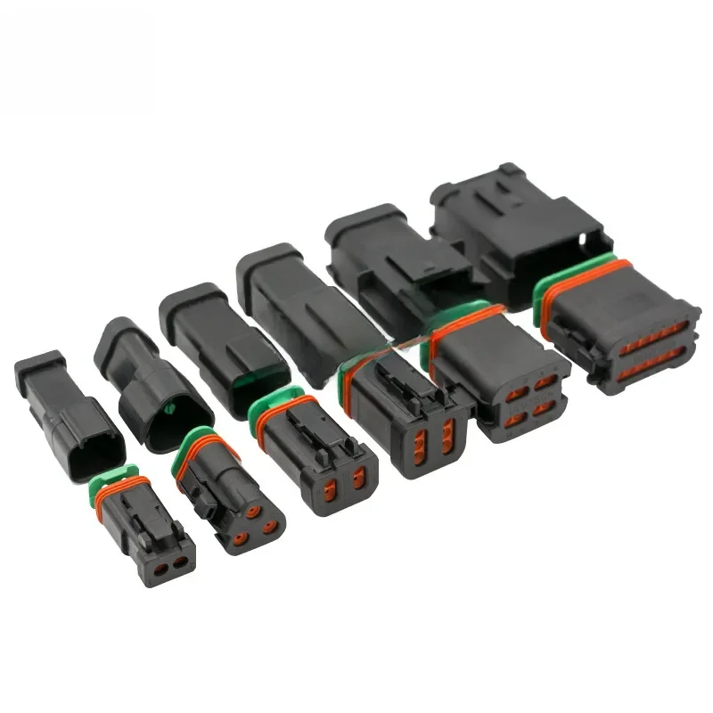 Jeden zestaw DT Black Connector Kit Auto Connector Deutsch Series Connector DT04/DT06-2P 3P 4P 6P 8P 12P z zaciskiem i pinami — zdjęcie 2