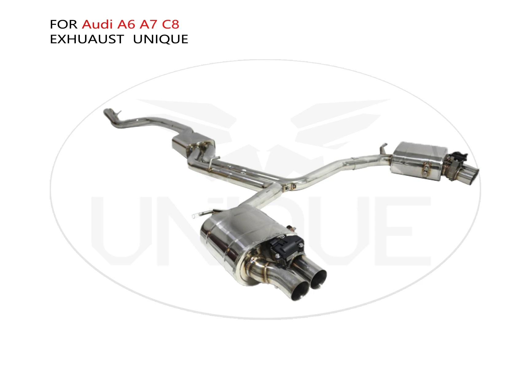 

UNIQUE Stainless Steel Exhaust System Performance Catback for Audi A6 A7 C8 2.0T Resonator Valve Muffler With RS Style Tips