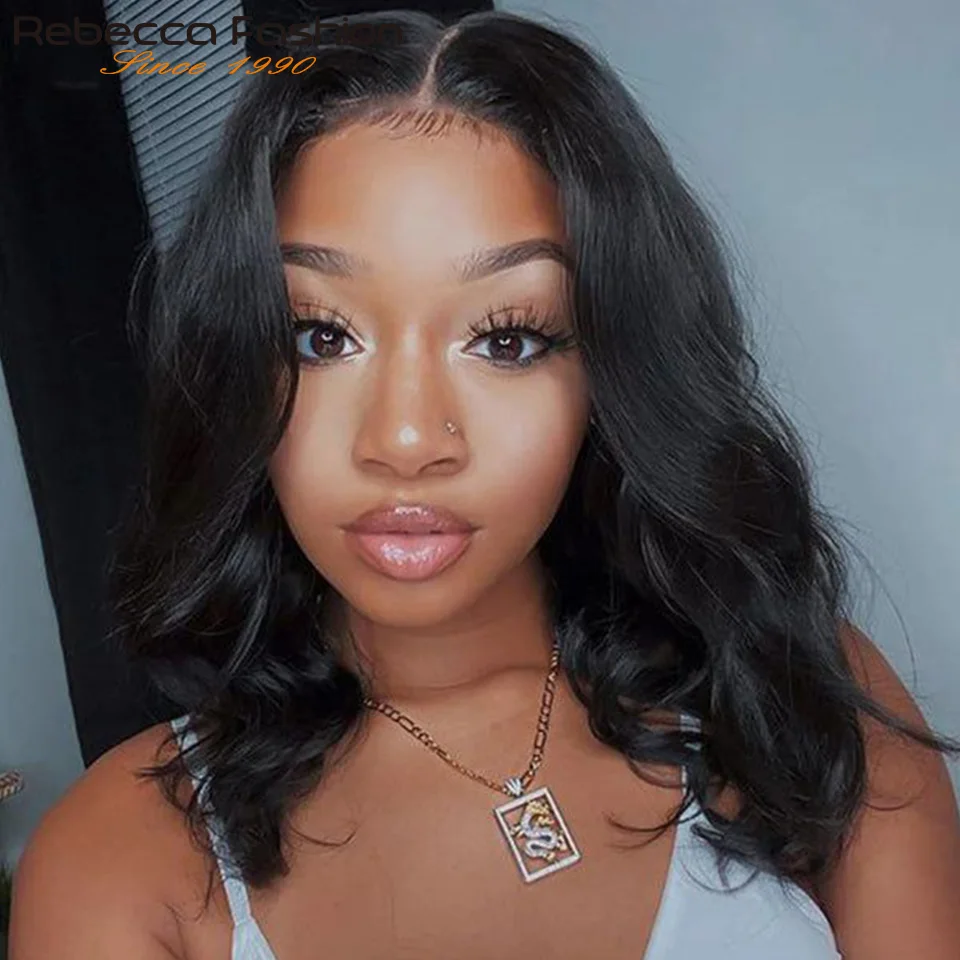 Online Clearance Sales Body Wave Human Hair Short Bob Wigs T Part Lace Front Wig Pre Plucked Brazilian Remy 100% Real Hair