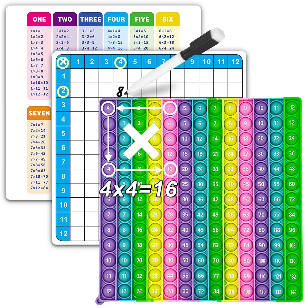 Multiplication Games Toy Erasable Card Pen, Quick Push Math Learning Writing Games, Educational Stationery for Kid