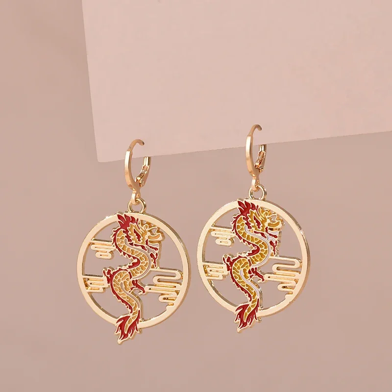 Boucles d'oreilles colorées esthétiques, animaux, chat, lapin, Dragon Koi, pour femmes et filles, émaillé, couleur or délicat, bijoux cadeau