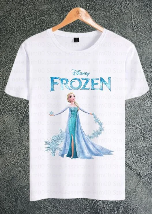 Frozen Princess Elsa Anna Princess cartoon pattern cotton short-sleeved T-shirt summer girls casual tops parent-child clothing