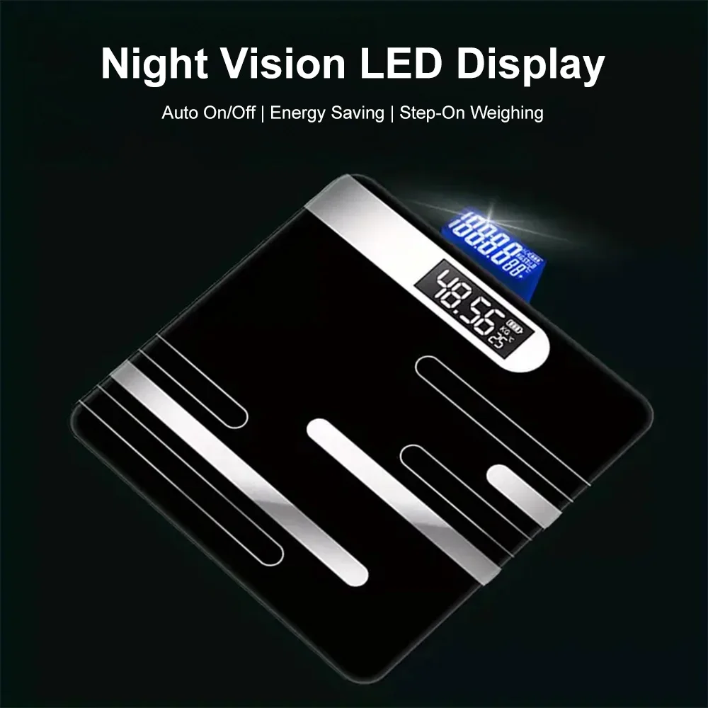 الذكية LCD مقياس رقمي لاسلكي USB شحن الحمام مقياس الوزن الكهربائية الجسم الدهون مقياس الوزن مقياس الصحة المنزلية #6