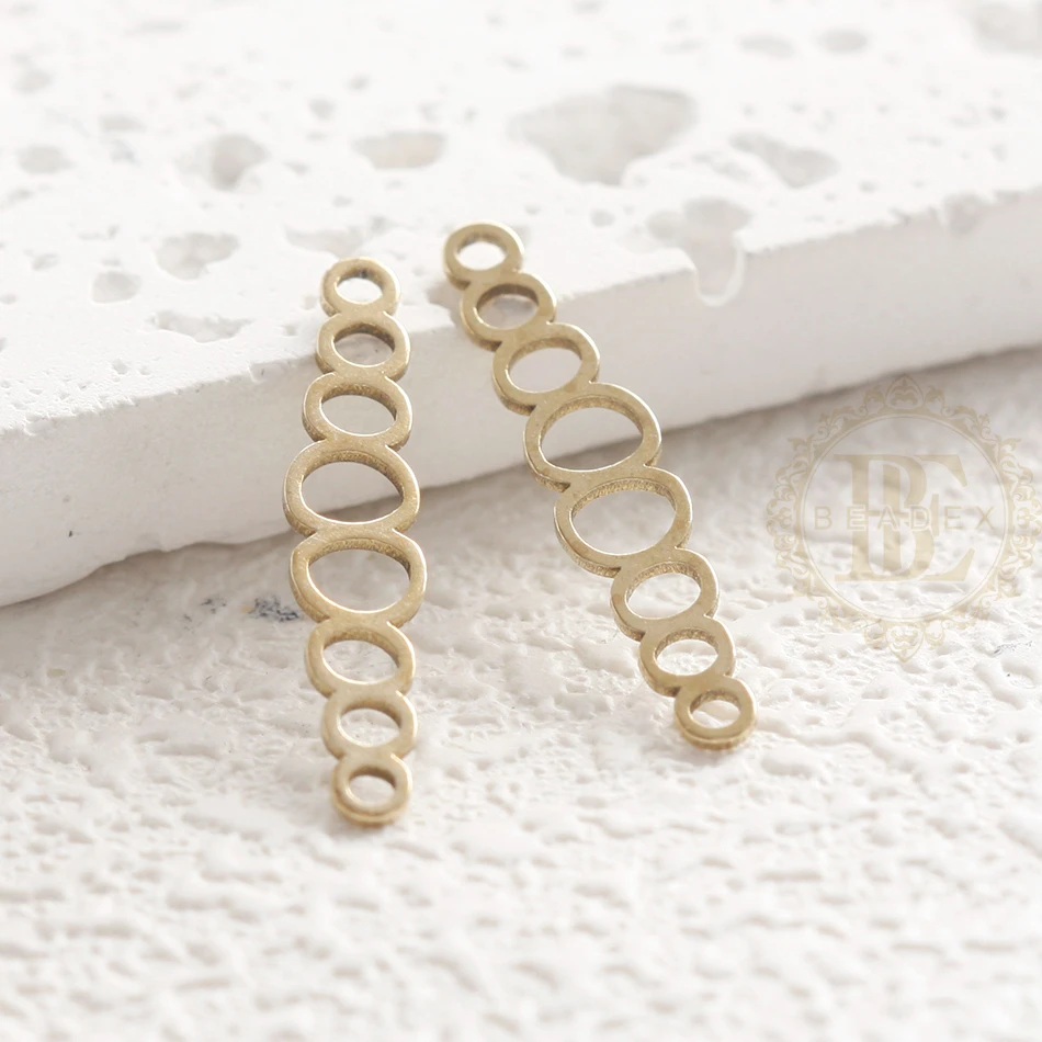 2 Pieces Laser Cut Solid Raw Brass Charm - Multiple Rings 26.3x5.2mm (4902C-8)