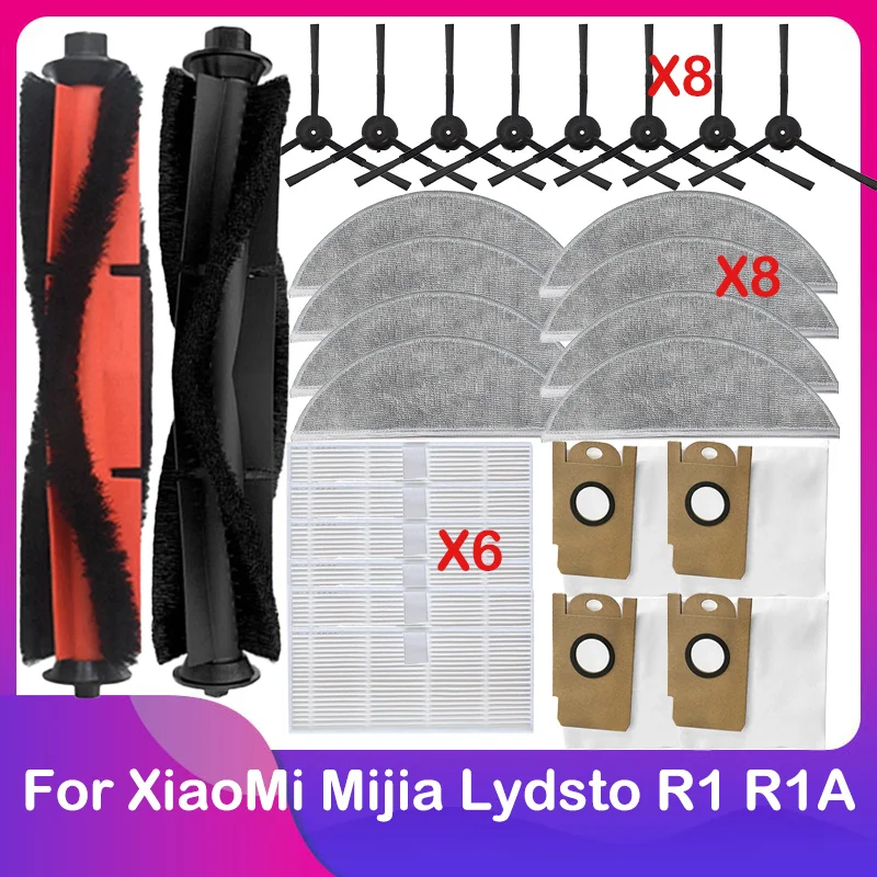 For XiaoMi Mijia Lydsto R1 Pro R1A Robot Vacuum Cleaner Spare Main Side Brush HEPA Filter Dust Bag Mop Cloth Parts Accessories