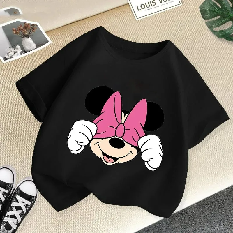 Summer T Shirt Cartoon Disney Baby Kids Boys Girls Children Mickey Mouse Short Sleeve Clothing Kawaii Minnie Print Tee Toddler