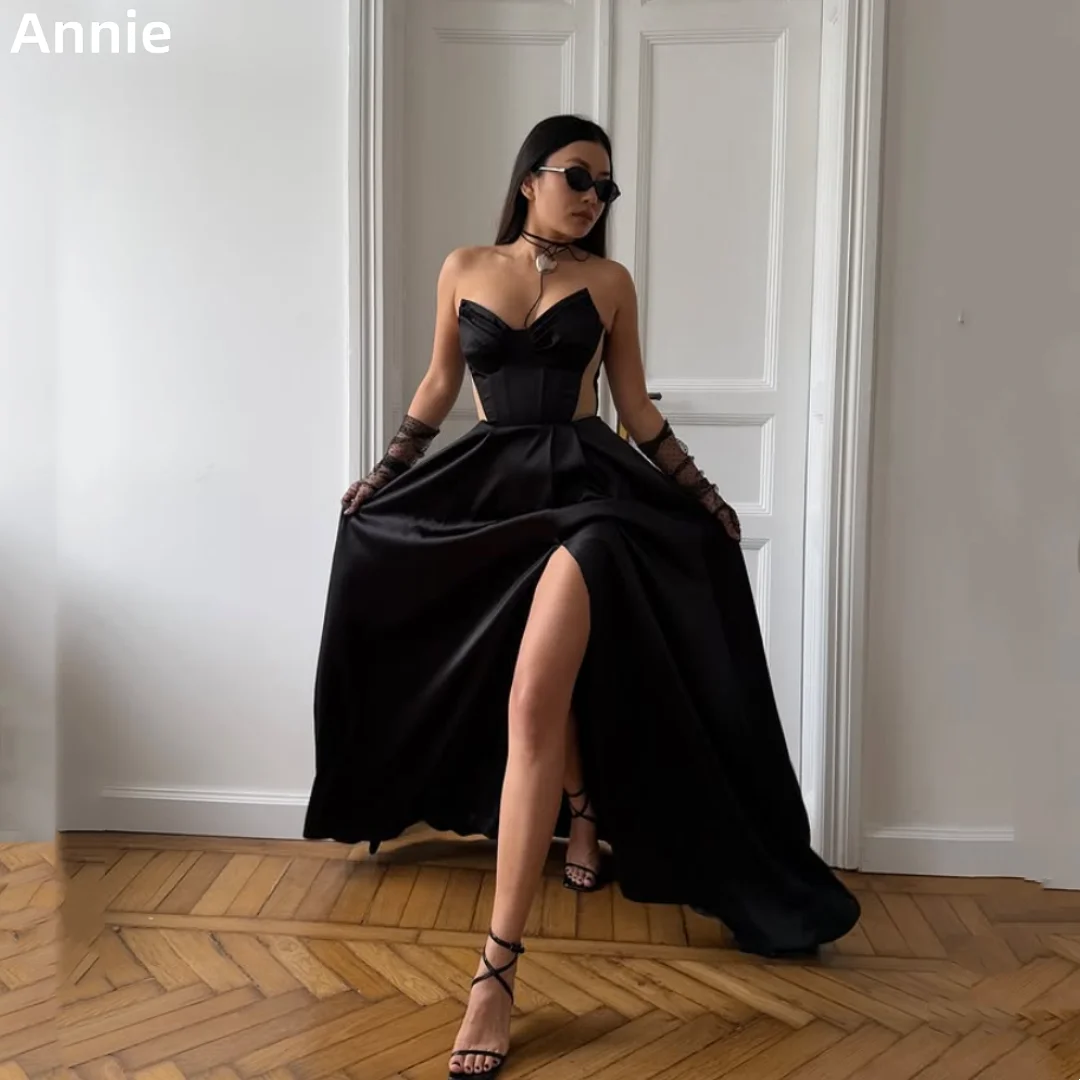 

Annie Sweet Red Prom Dresses Off-shoulder Satin Evening Dresses A-line Corset Elegant Lady Party Dresses فساتين سهرة