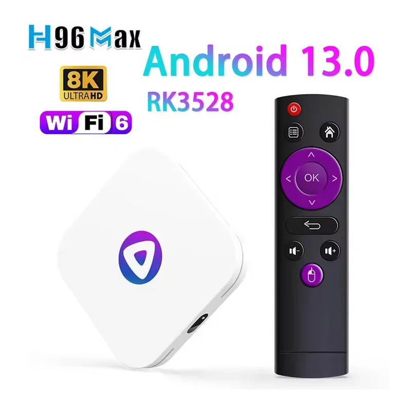 2025-H96MAX M1 Smart TV Box with Android 13, Rockchip 3528 Quad Core CPU, Support 4K Video Decoding and BT 4.0 Media Player