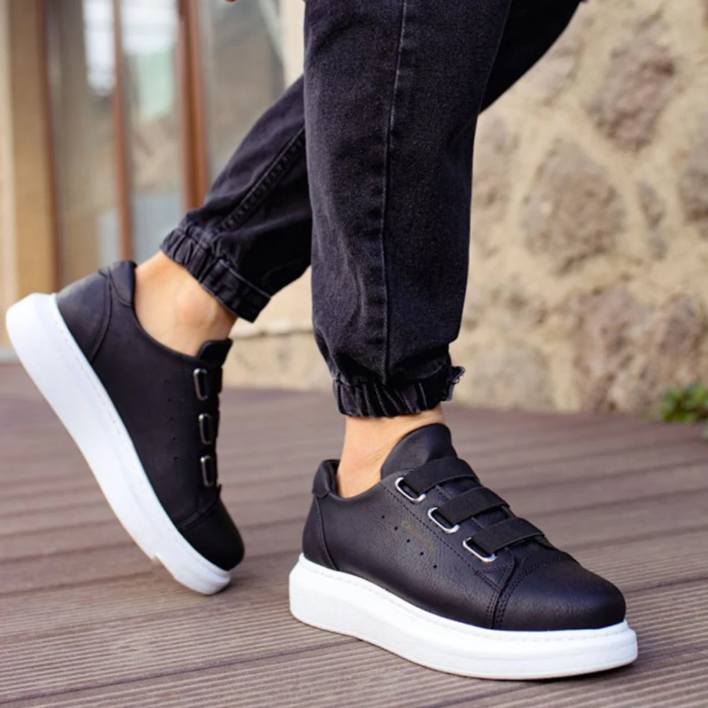 FOH Store Men Women Shoes BT BLACK Color Non Leather Elastic Band 2023 Spring and Fall Seasons New Fashion Casual Breathable Sneakers Suits Comfortable Solid Sole Office Fashion Wedding Walking Lightweight 253