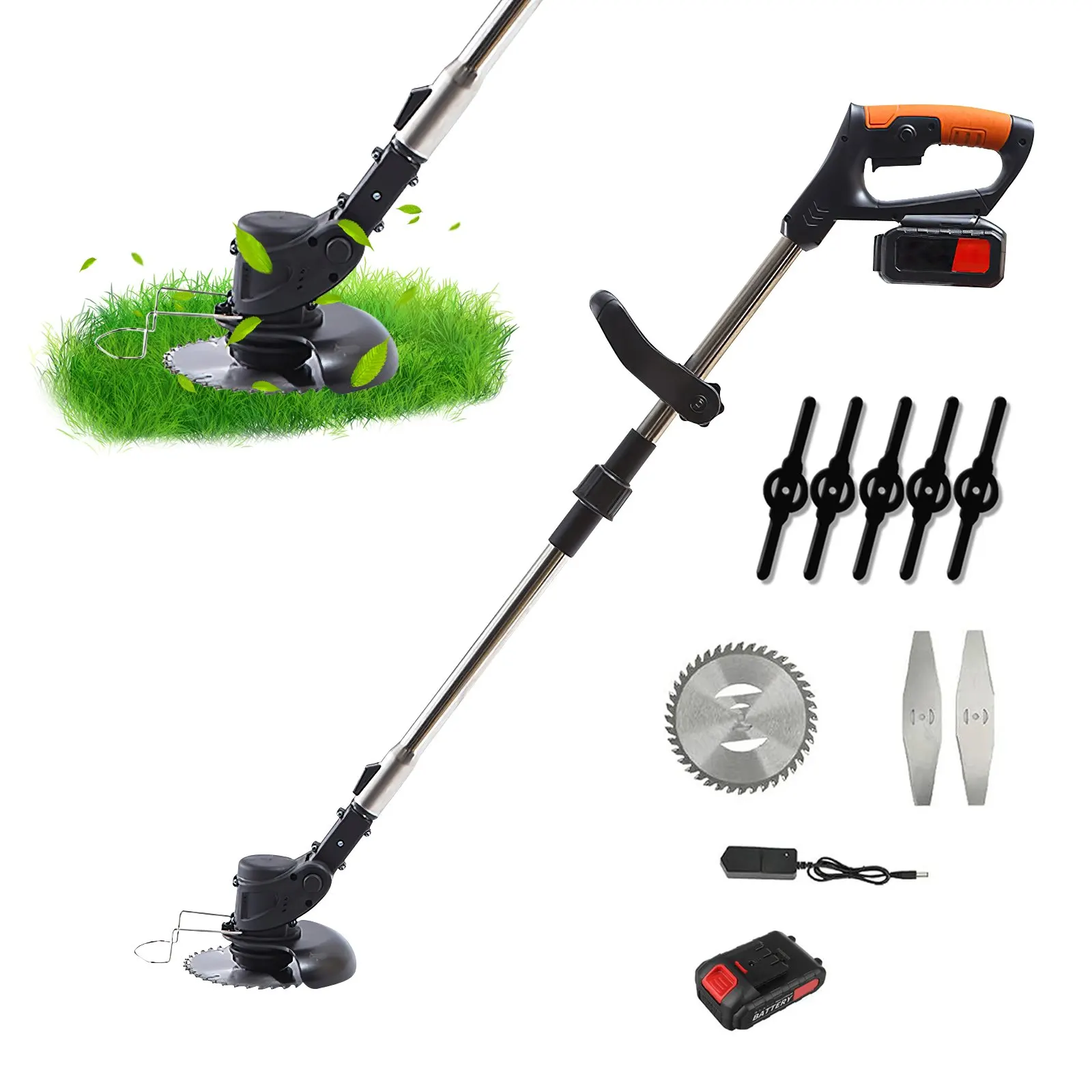 Electric Cordless Grass Trimmer Portable Lawn Mower Adjustable Brush Cutter Weeder Pruning Tool Gardening Machine