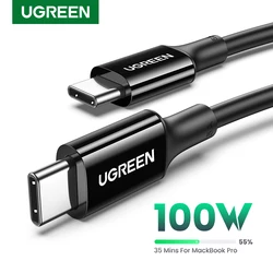 UGREEN-USB Cabo Tipo C para Macbook, Samsung, Xiaomi, Chip E-Marker, Rápido, 100W, 1.5m, 5A, Desligado Especial