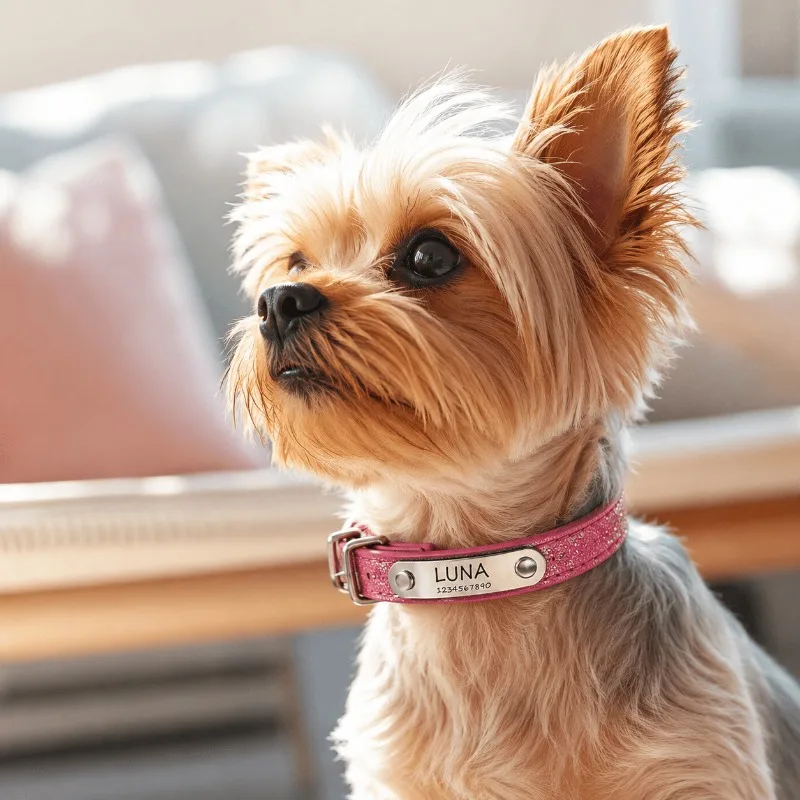 Collar personalizado PU reflectante ajustable para perros y gatos - imagen 2