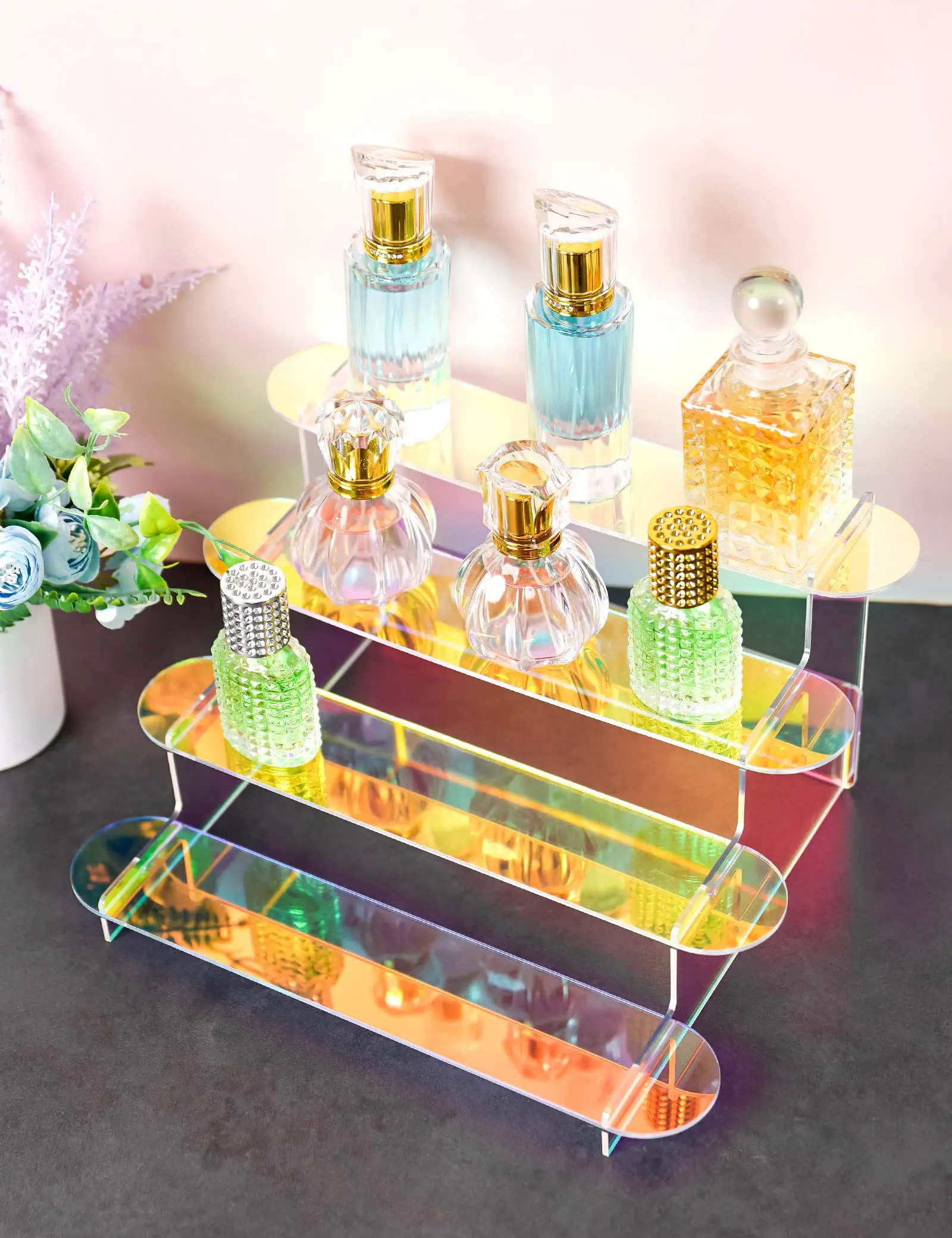 Acrylic Display Risers Clear 4 Tier Figures Desktop Showcase Reusable Jewelry Rack Display Stand for Decorating/Organizing