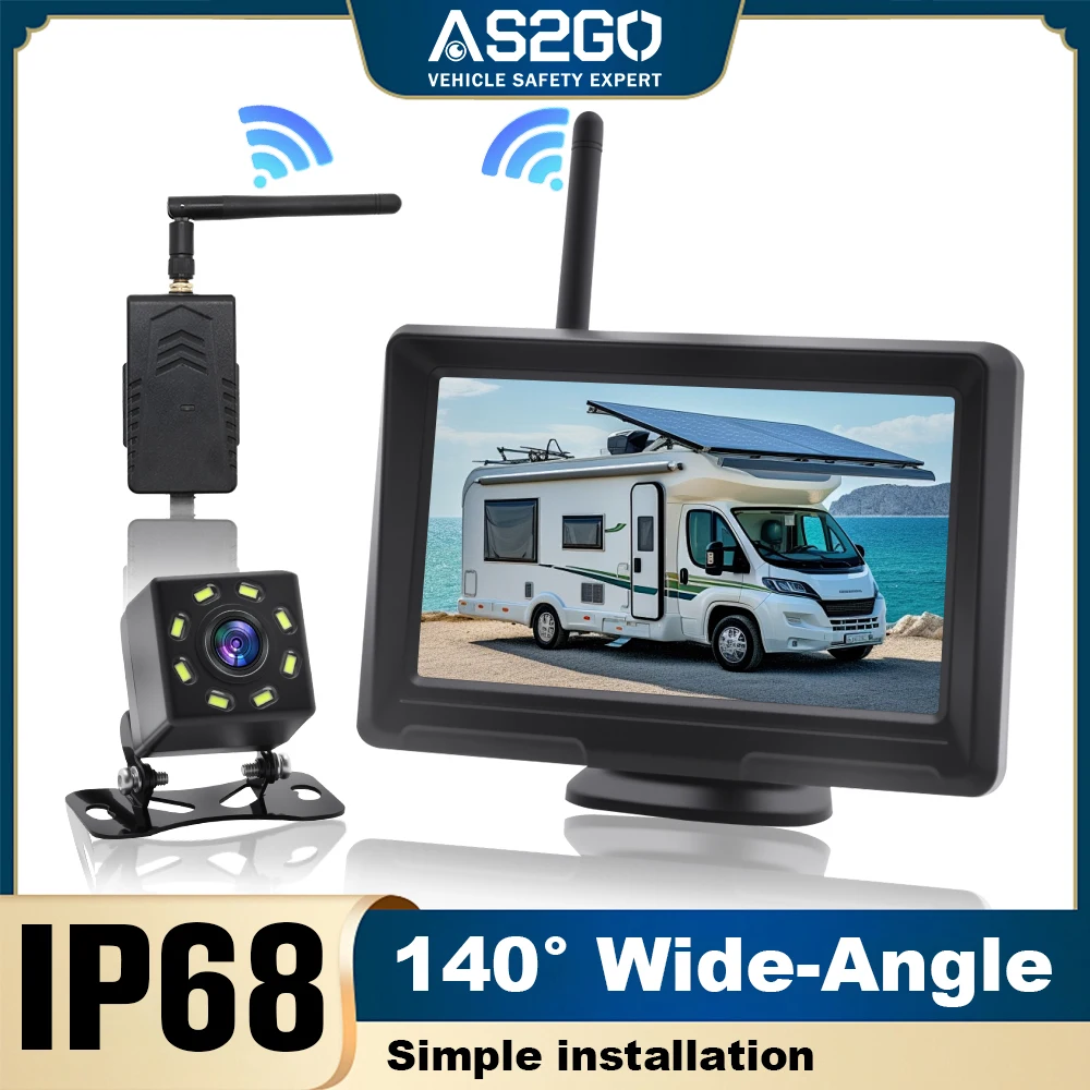 

5 Inch Wireless Backup Camera System 720P HD Monitor Waterproof Night Vision Easy Install for Truck RV Camper Trailer