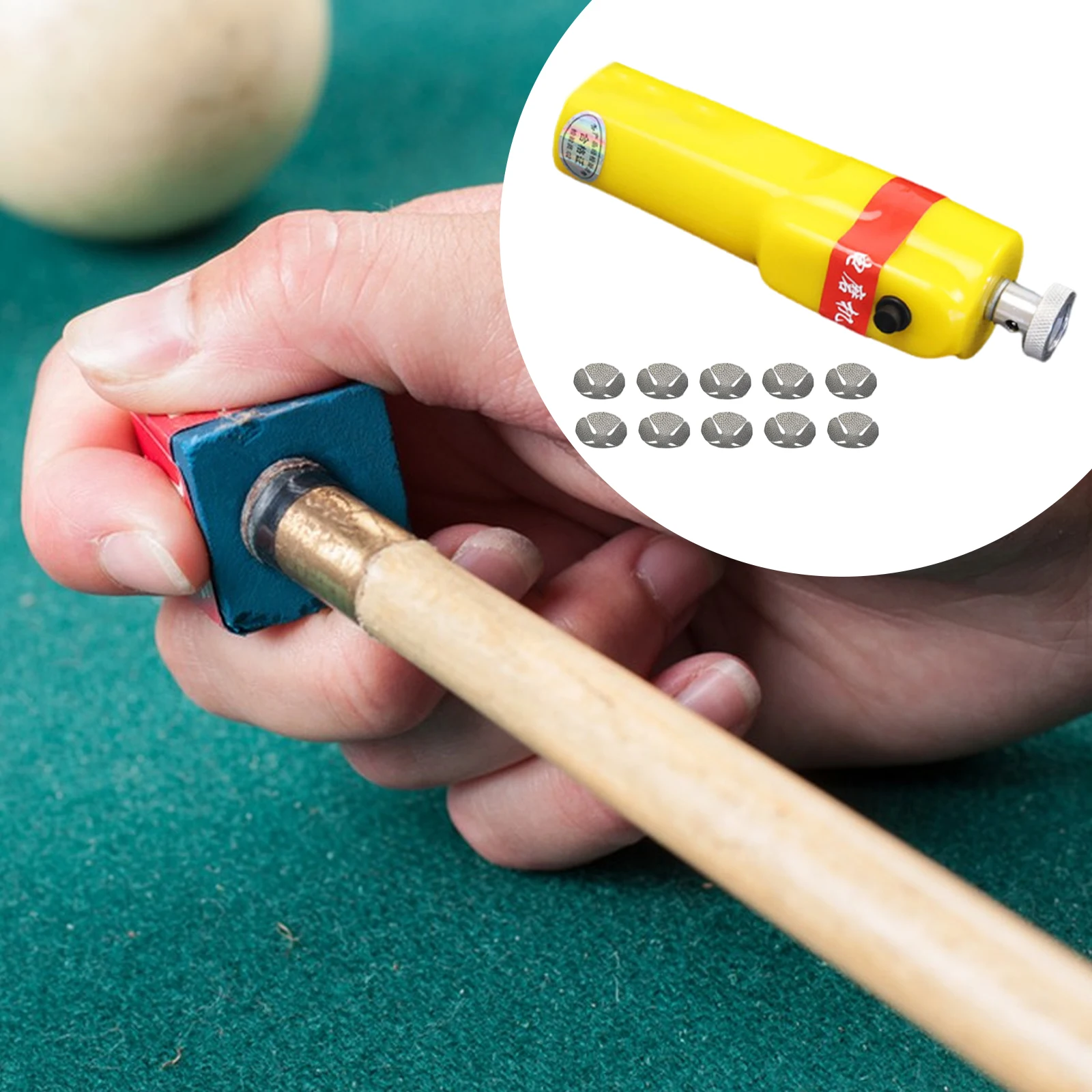 Electric Pool Cue Tip Shaper Kit Automatic Grinder Small Tips Grinding Machine Easy Shaping Cue Tip Repair Tool Complete Set
