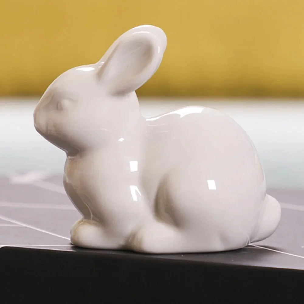 Mini lapin en céramique pour enfants, ornement, mousse, paysage, décoration de jardin, filles, garçons, cadeau de fête