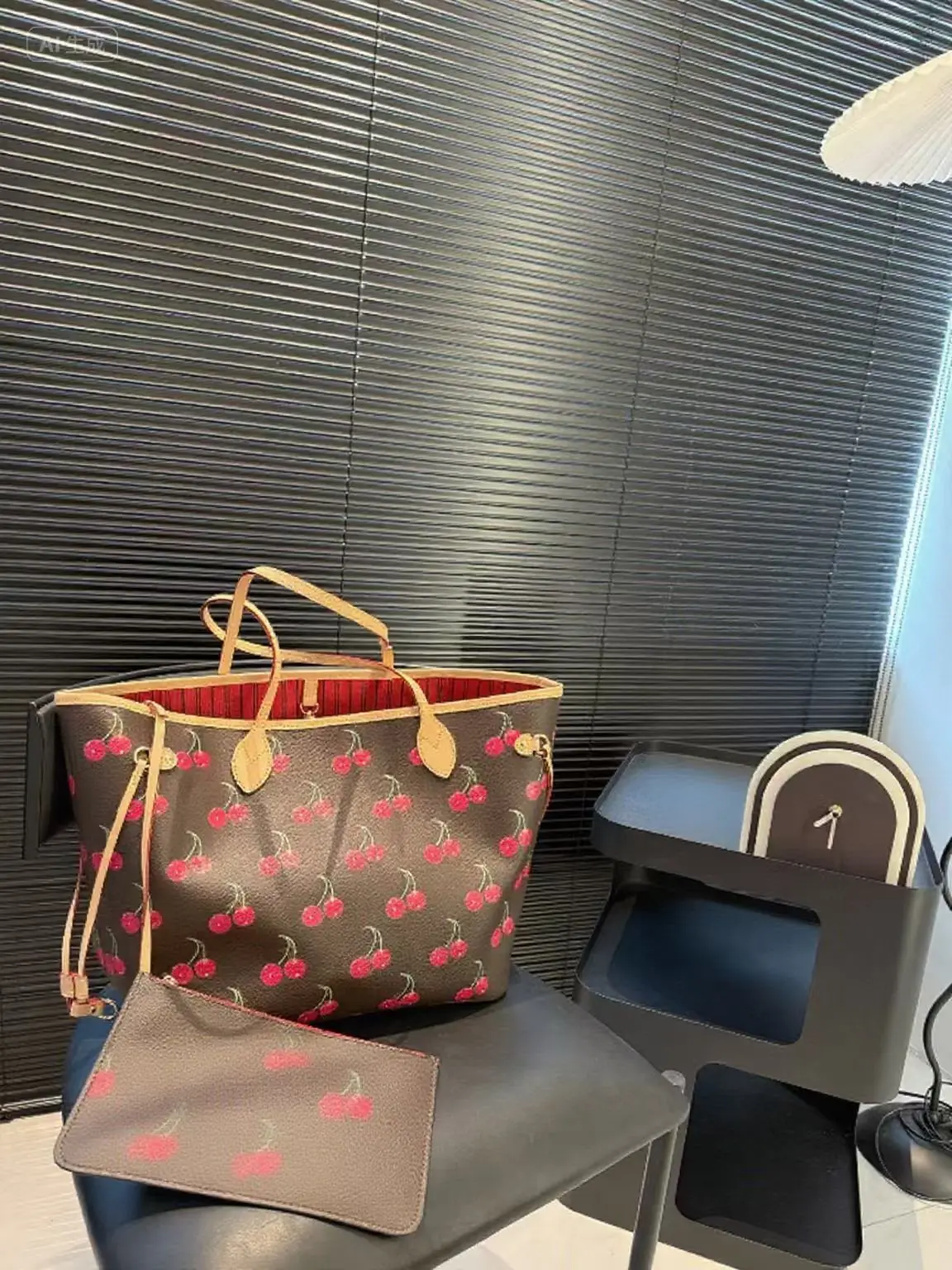 Nuevo bolso de moda Color de colisión estampado de cereza todo tipo de bolso de compras clásico Simple práctico para mujer 32*29CM 2025